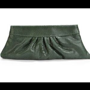 Lauren MerKin Green Leather croc embossed Clutch